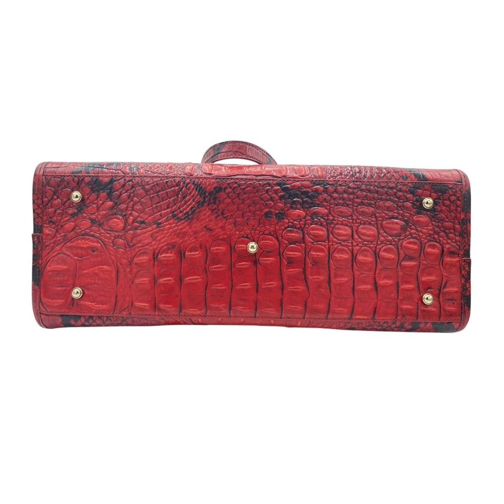 Brahmin Tia Shopper Bag Lipstick Ombre Melbourne Embossed Leather Tote Red Black - Picture 7 of 10